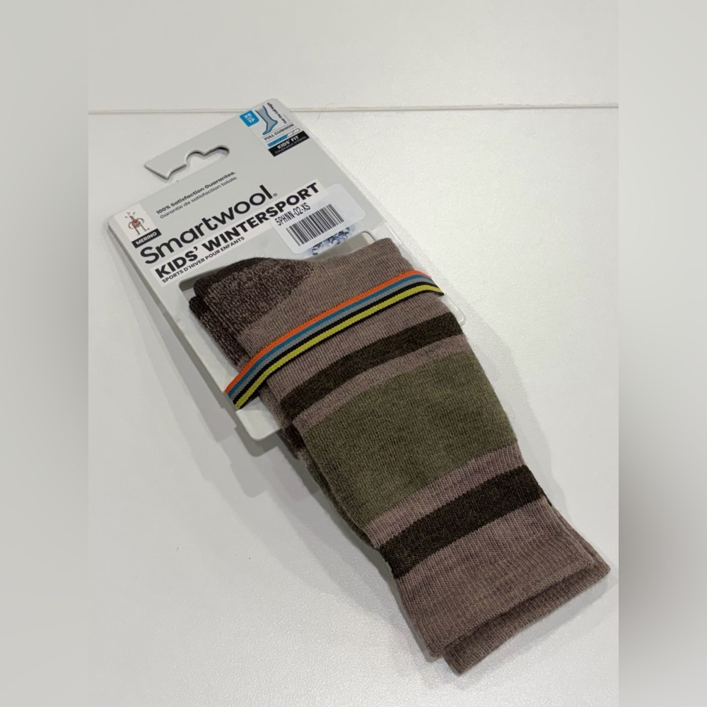 SmartWool Boys Girls XS Wintersport Stripe Full Cushion Ski Socks Brown NWT Kids